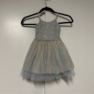 Ooh! La. La! Couture Girls Blue & Beige Embellished Dress Size 4T